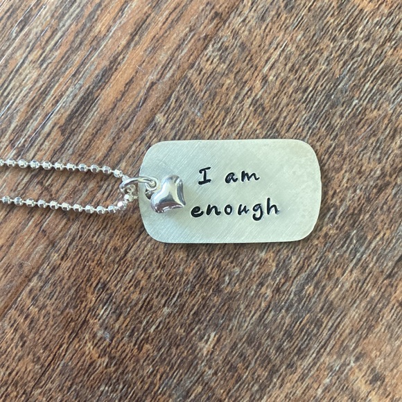 I Am Enough - Dog-tag Necklace with Heart - Picture 2 of 3
